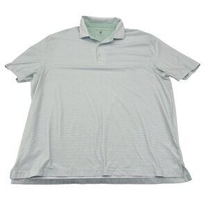Hickey Freeman Golf Polo Shirt XXL Green & White Striped Short Sleeve Men's Top‎